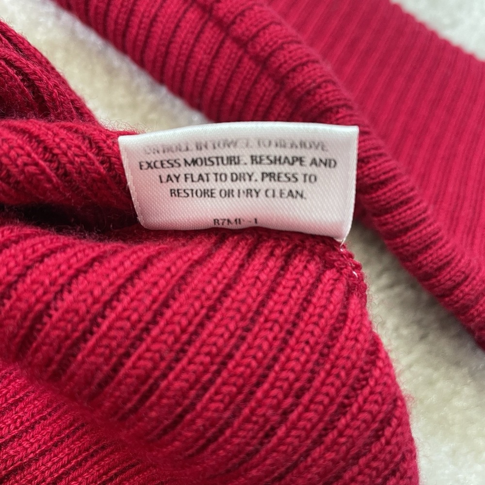 Eileen Fisher Merino Wool Funnel Neck Sweater Womens PP Petite (2P-4P)Red Ribbed - Picture 9 of 9